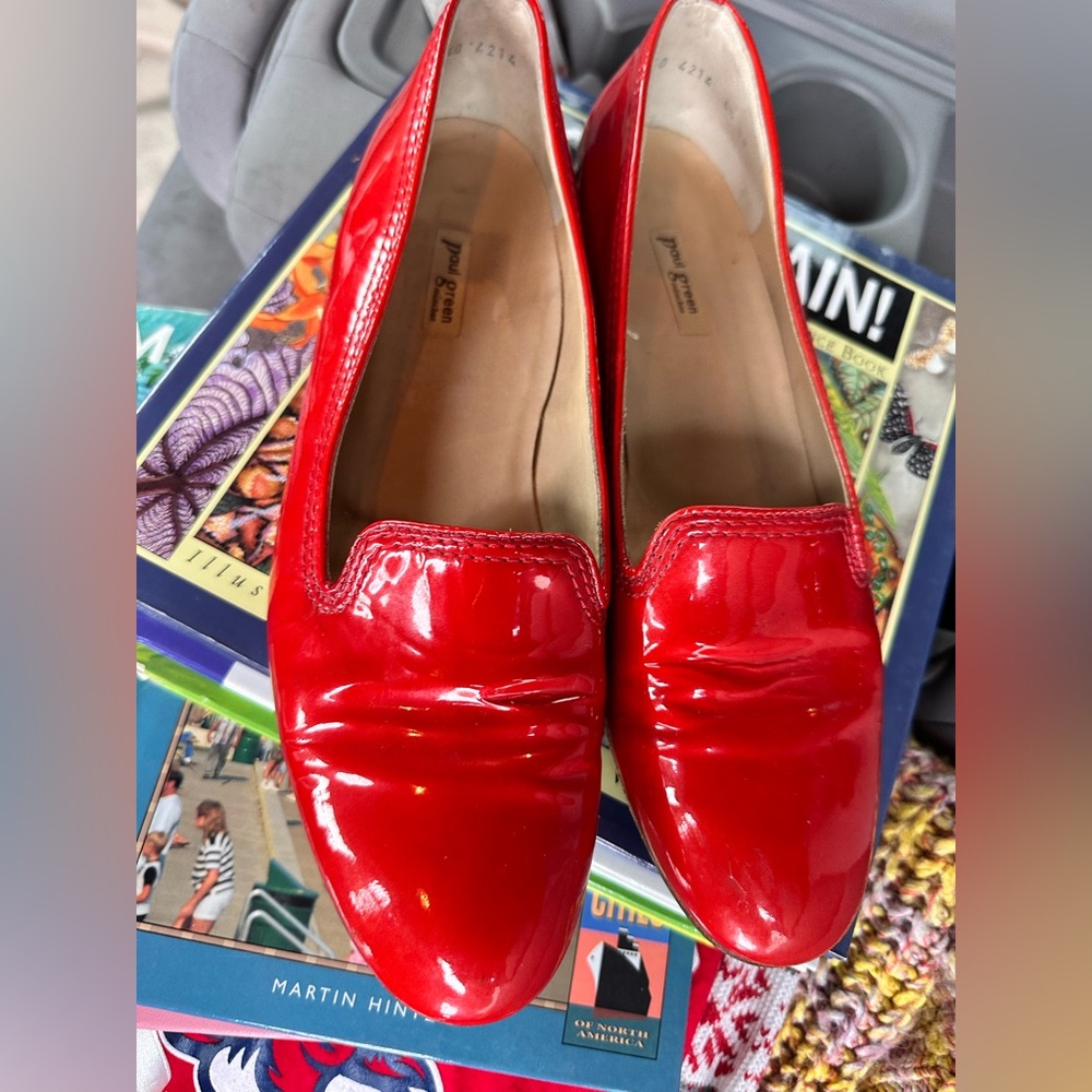 Paul Green München red patent leather loafers.   Women's Red Loafers size 40 9